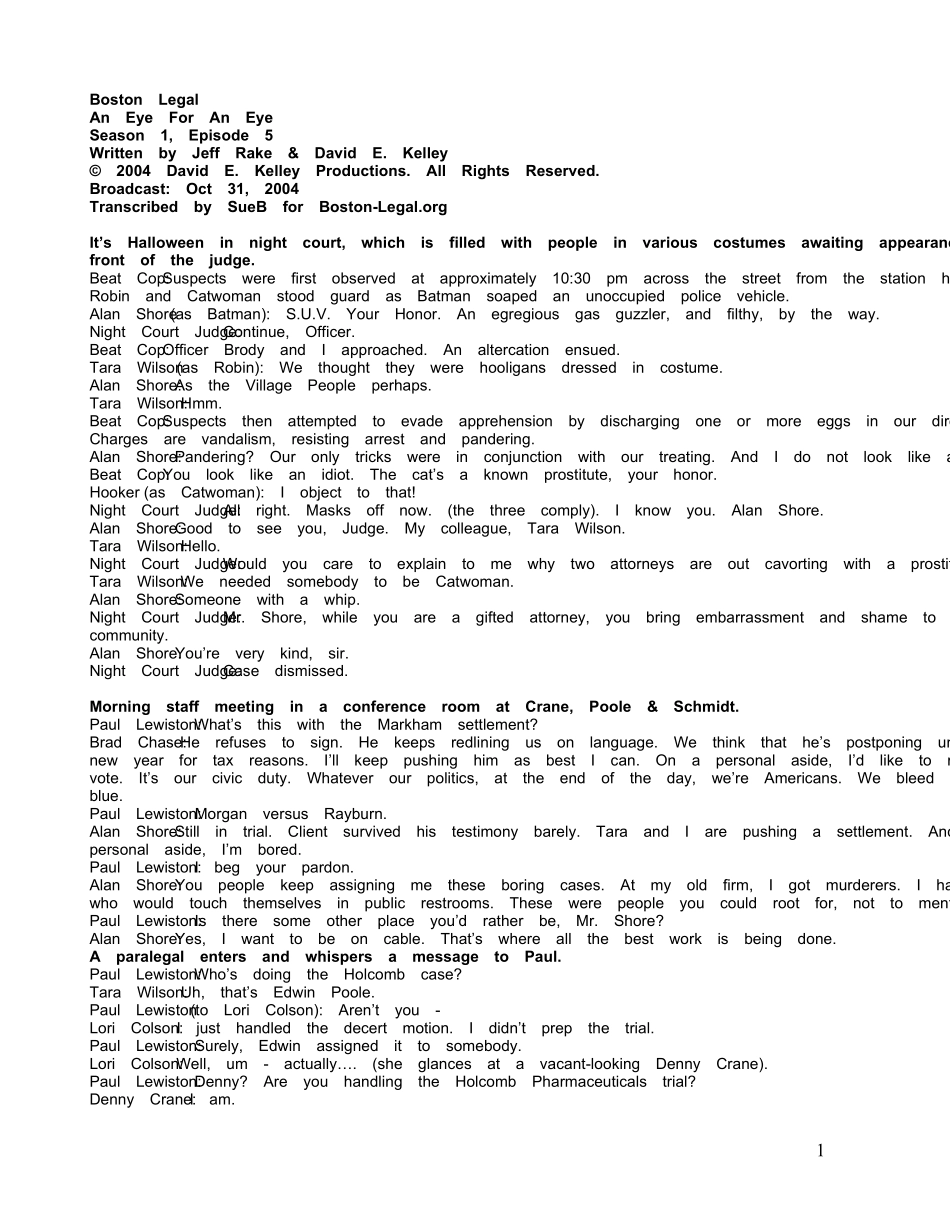 美剧BostonLegal波士顿法律第1季第5集剧本(英文)_第1页