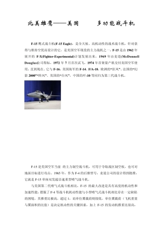美国F15多功能战斗机
