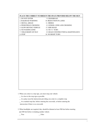 美国伊利诺伊州2010版驾照考试笔试(permit)题库