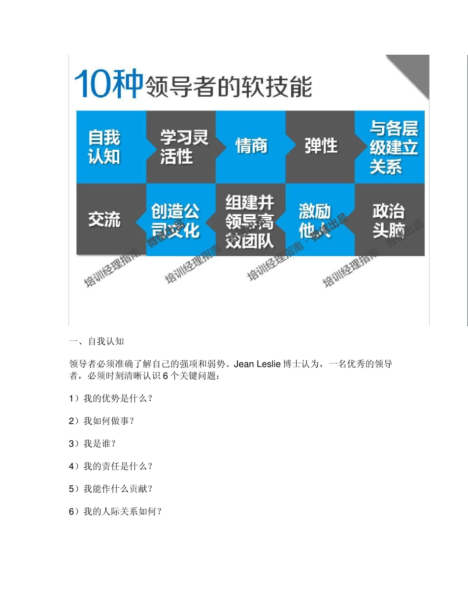 美国创新领导力中心CCL推荐的10种领导者的软技能_第2页