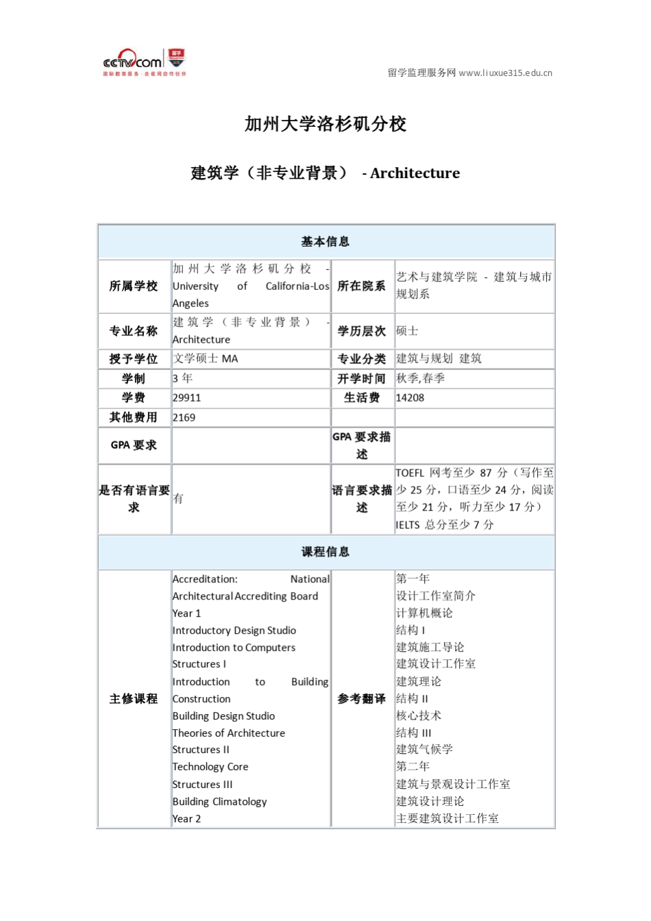 美国加州大学洛杉矶分校建筑学硕士专业_第1页
