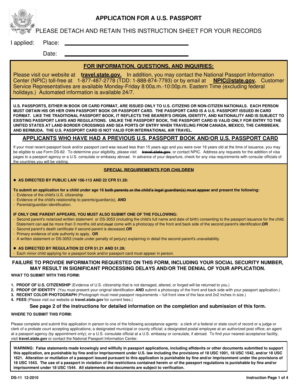美国护照申请表_第1页