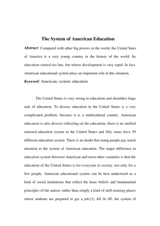 美国教育制度英文