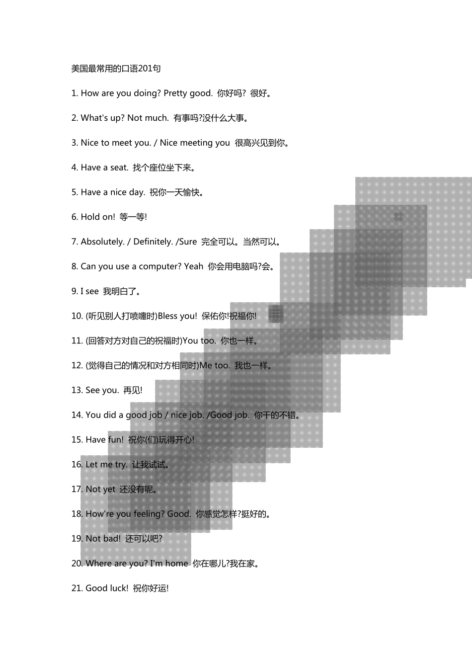 美国最常用的口语201句_第1页