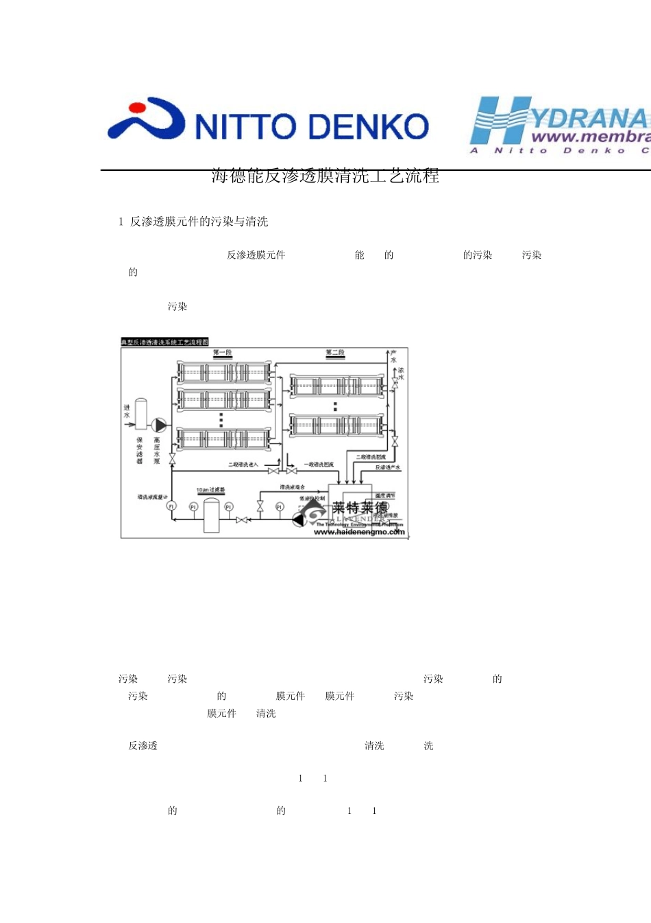 美国海德能反渗透膜清洗工艺流程_第1页