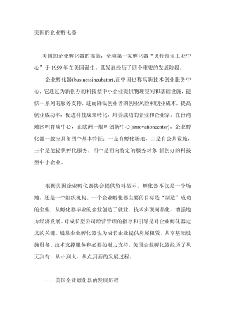 美国的企业孵化器