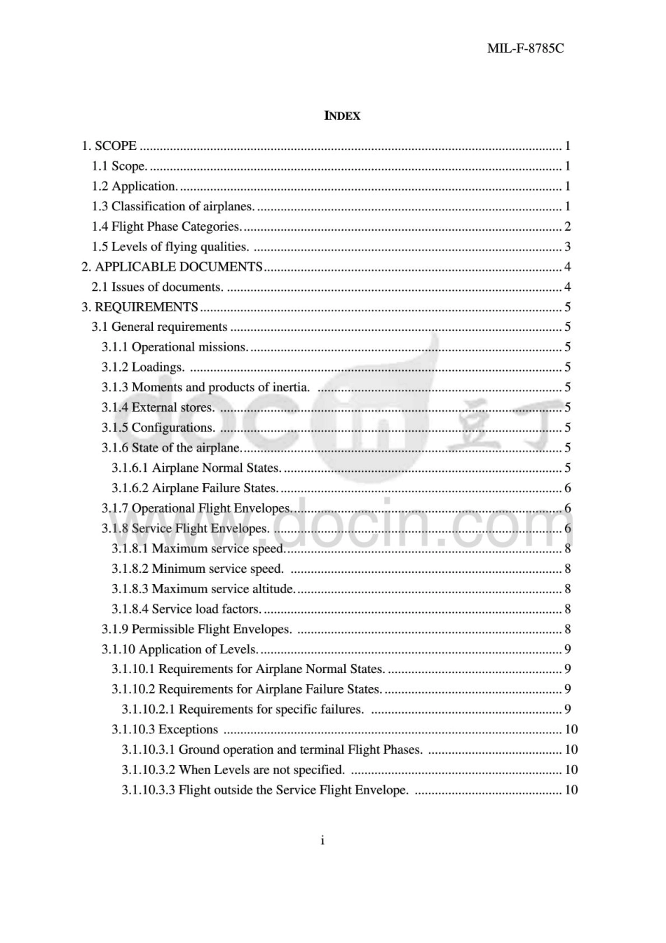 美国空军有人驾驶飞机飞行品质规范MILF8785C_第1页