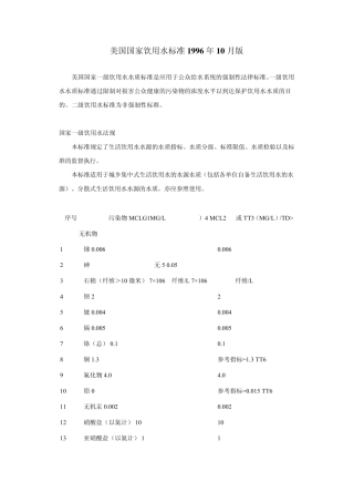 美国饮用水标准