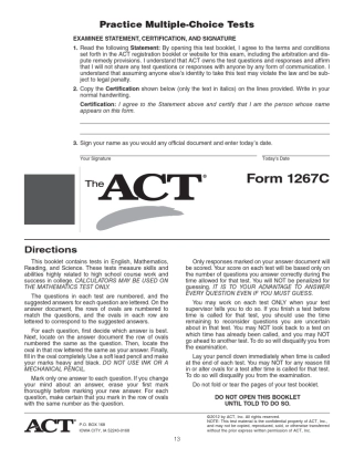 美国高考ACT2013年最新真题