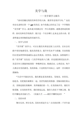 美学入门报告
