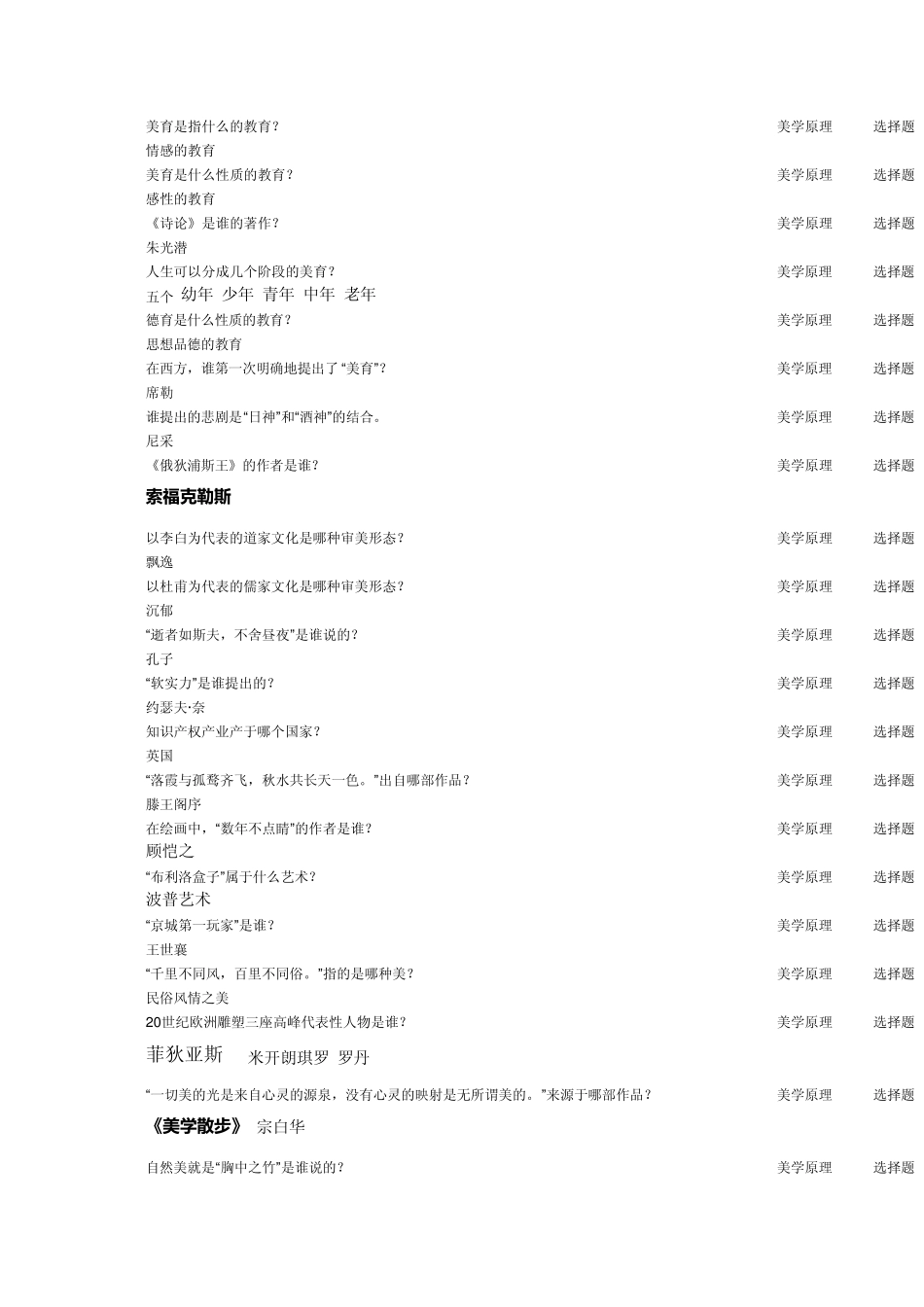 美学原理题库答案_第1页