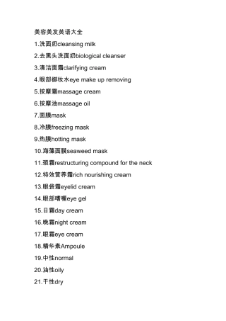 美容美发英语大全
