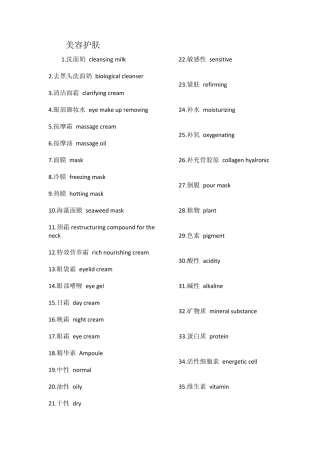 美容院中常用英语词汇