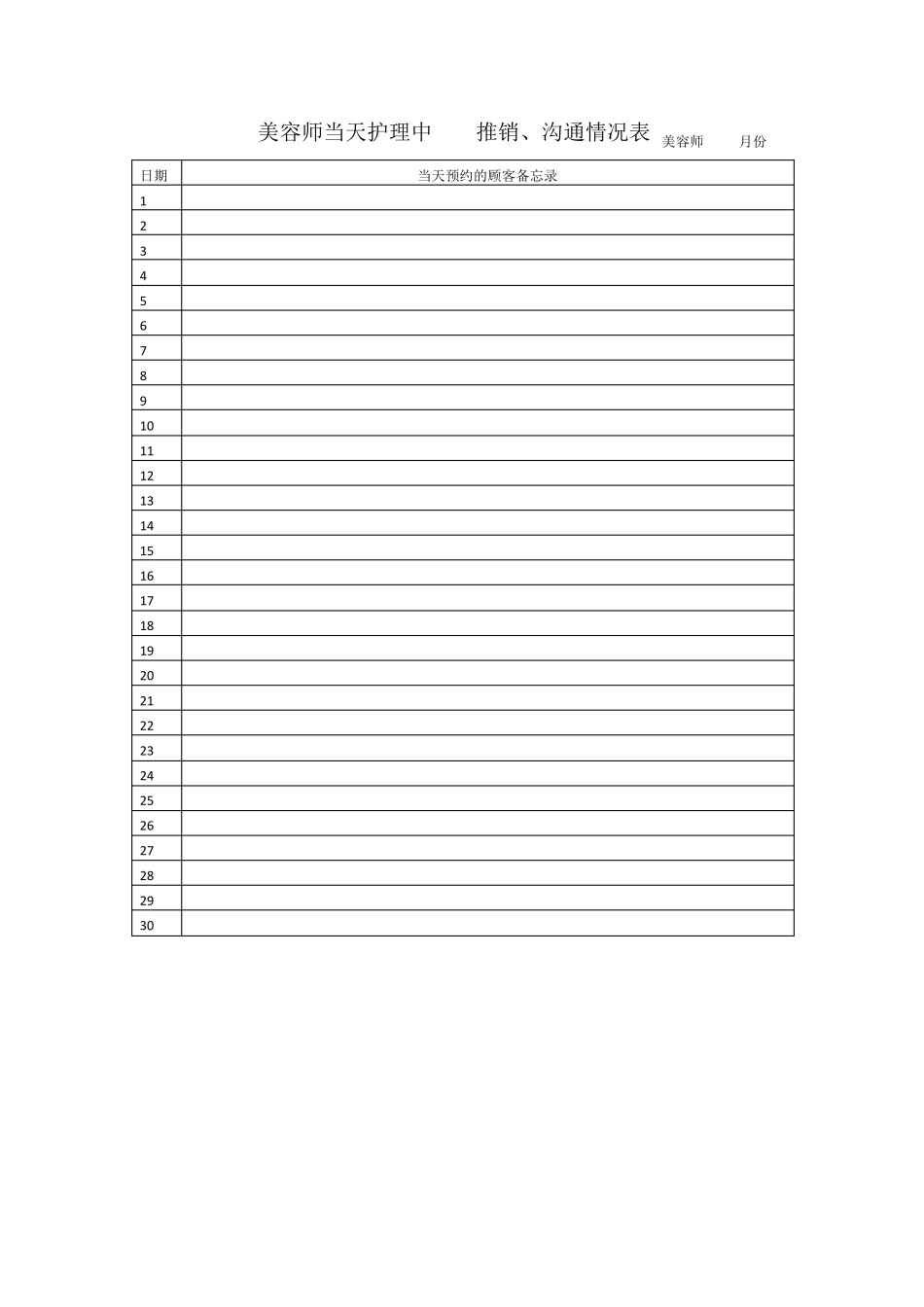 美容院内各种表格_第3页