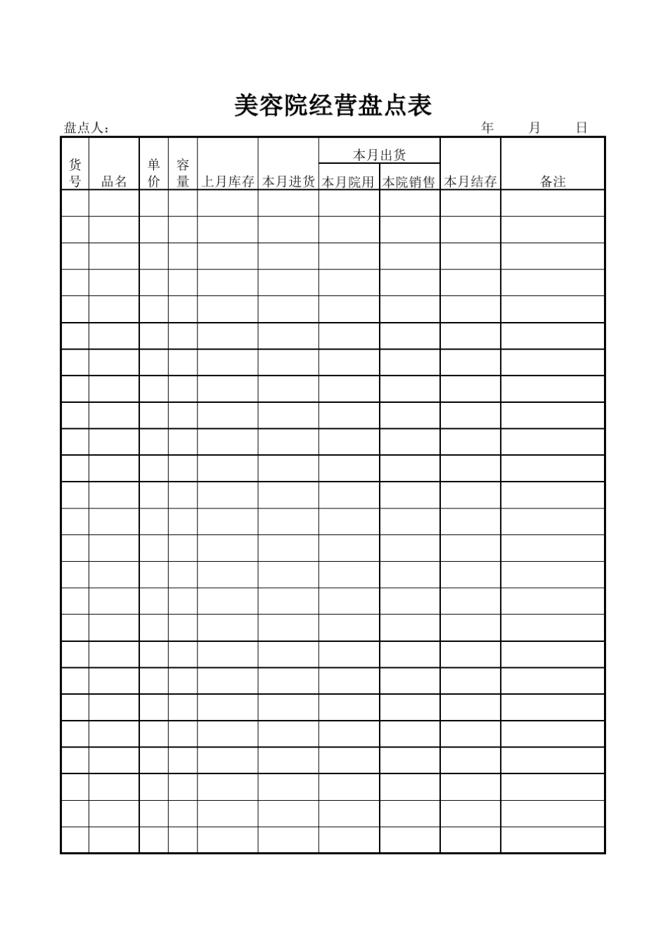 美容院店务管理表格_第1页