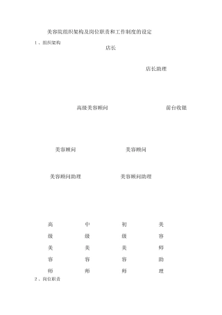 美容院组织架构及岗位职责和工作制度的设定