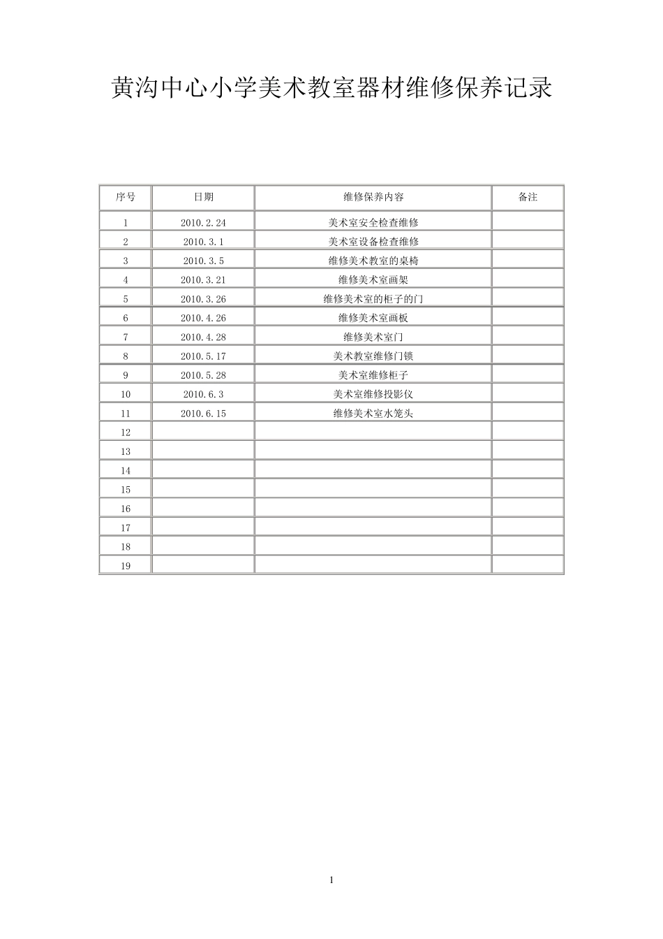 美术室维修保养记录_第1页