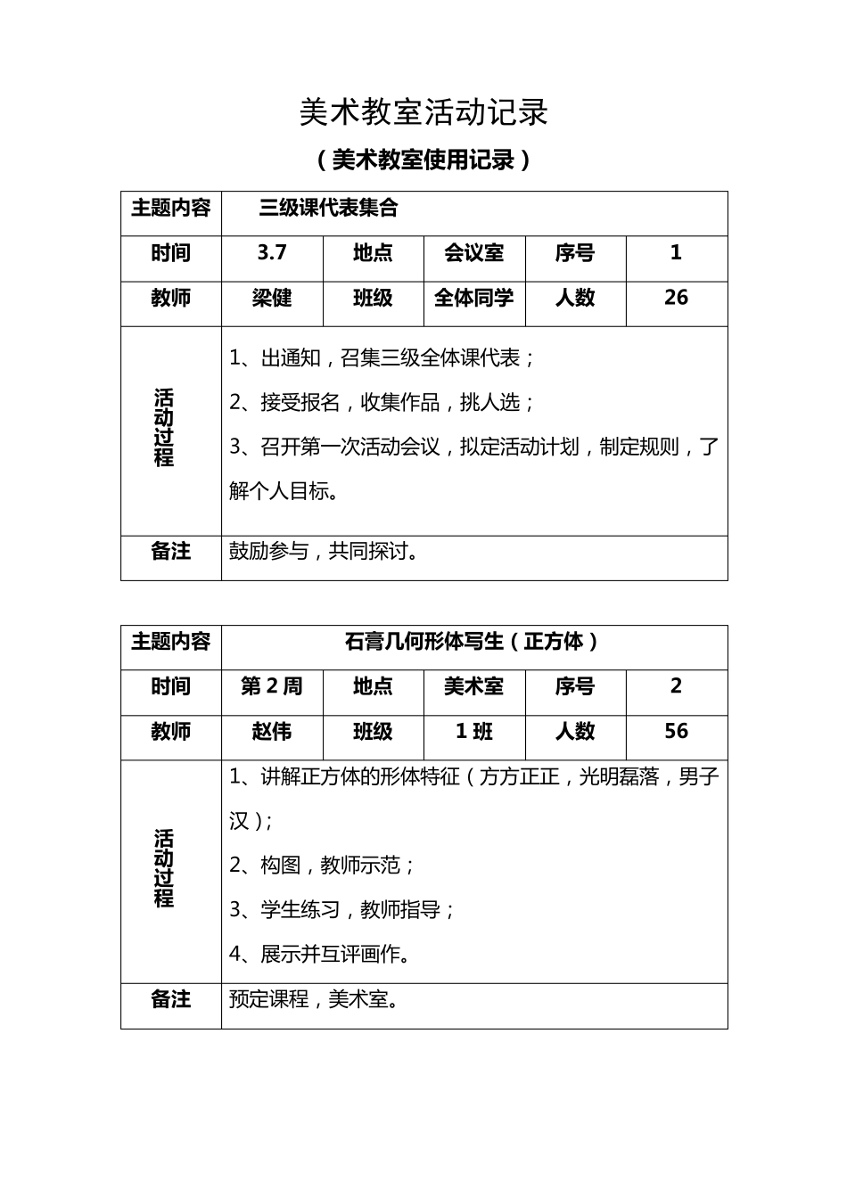 美术教室活动记录及使用记录_第2页