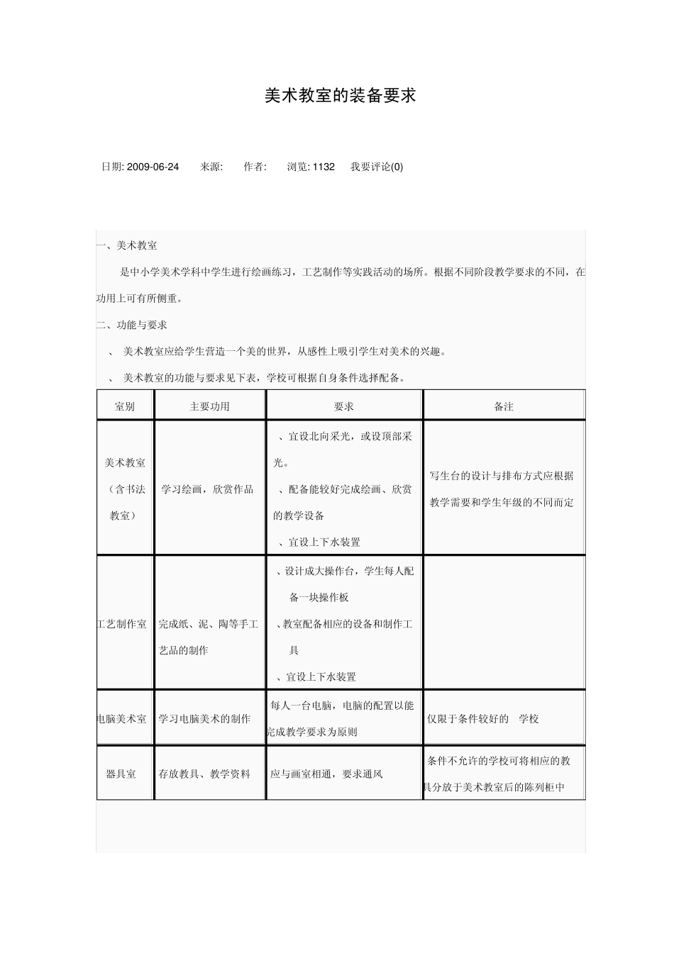 美术教室的装备要求_第1页