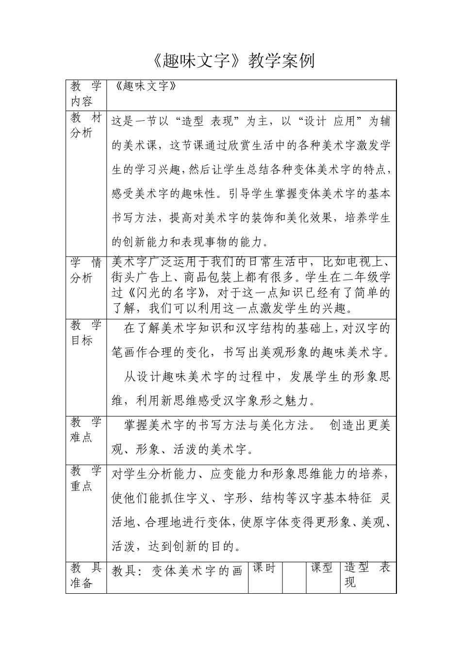 美术教案《趣味文字》_第1页