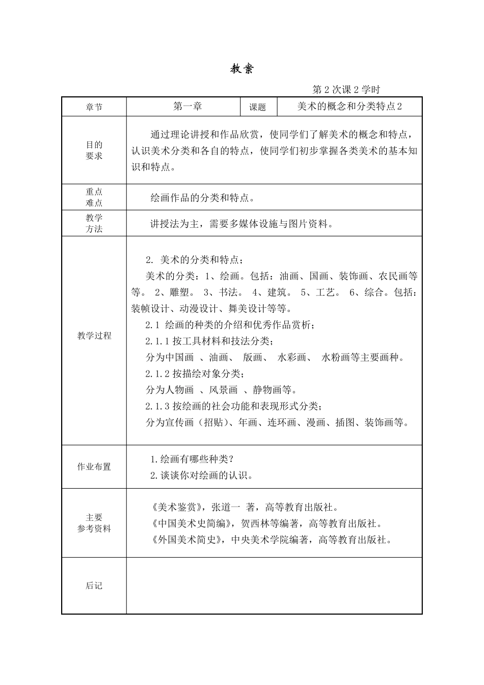 美术鉴赏教案_第2页