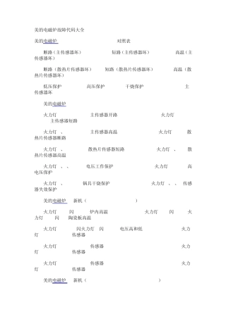 美的电磁炉故障代码大全