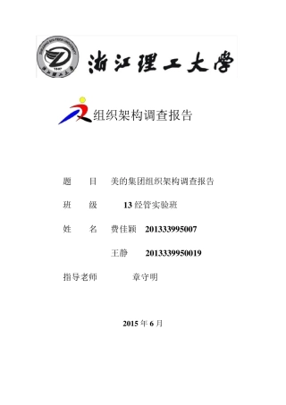 美的集团组织结构调查报告