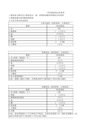 美的面包机做面包食谱