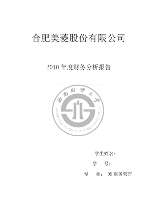 美菱财务报表分析