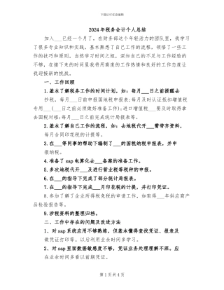 2024年税务会计个人总结