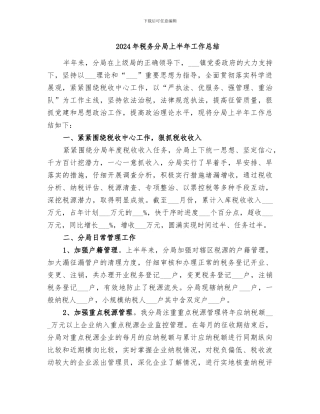 2024年税务分局上半年工作总结