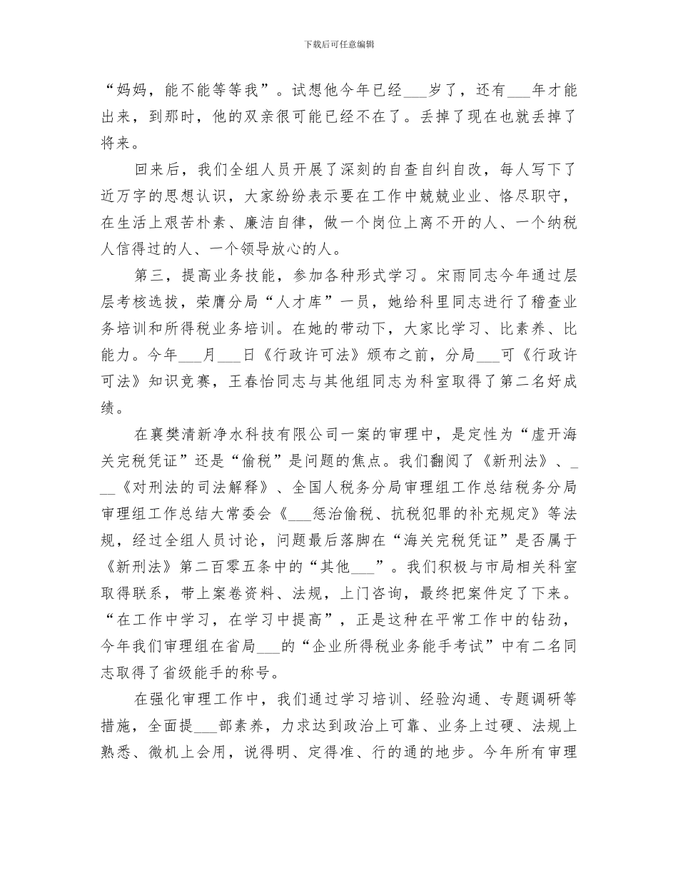 2024年税务分局审理组工作总结范本_第3页