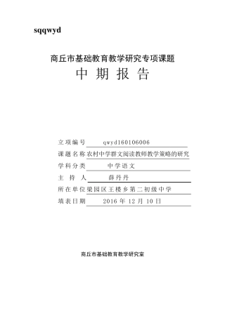 群文阅读中期报告