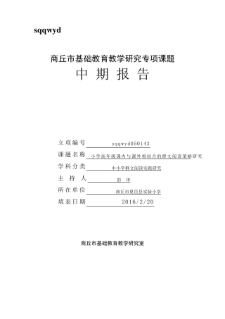 群文阅读中期报告书