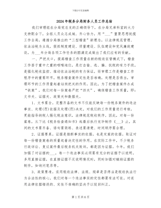 2024年税务分局财务人员工作总结