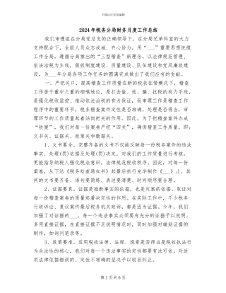2024年税务分局财务月度工作总结