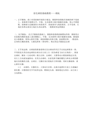 羽毛球基础教程胡杭