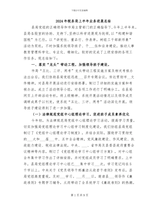2024年税务局上半年业务发展总结
