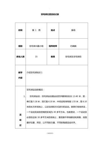 羽毛球社团活动记录