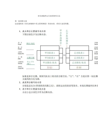 羽毛球计分表使用