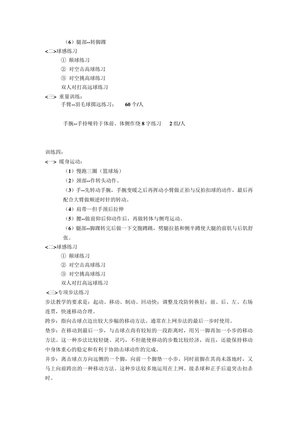 羽毛球课时训练计划_第2页