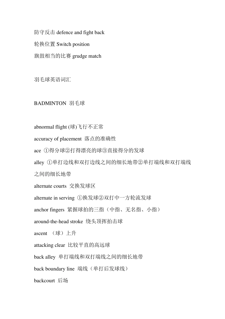 羽毛球运动常用英语词汇_第2页