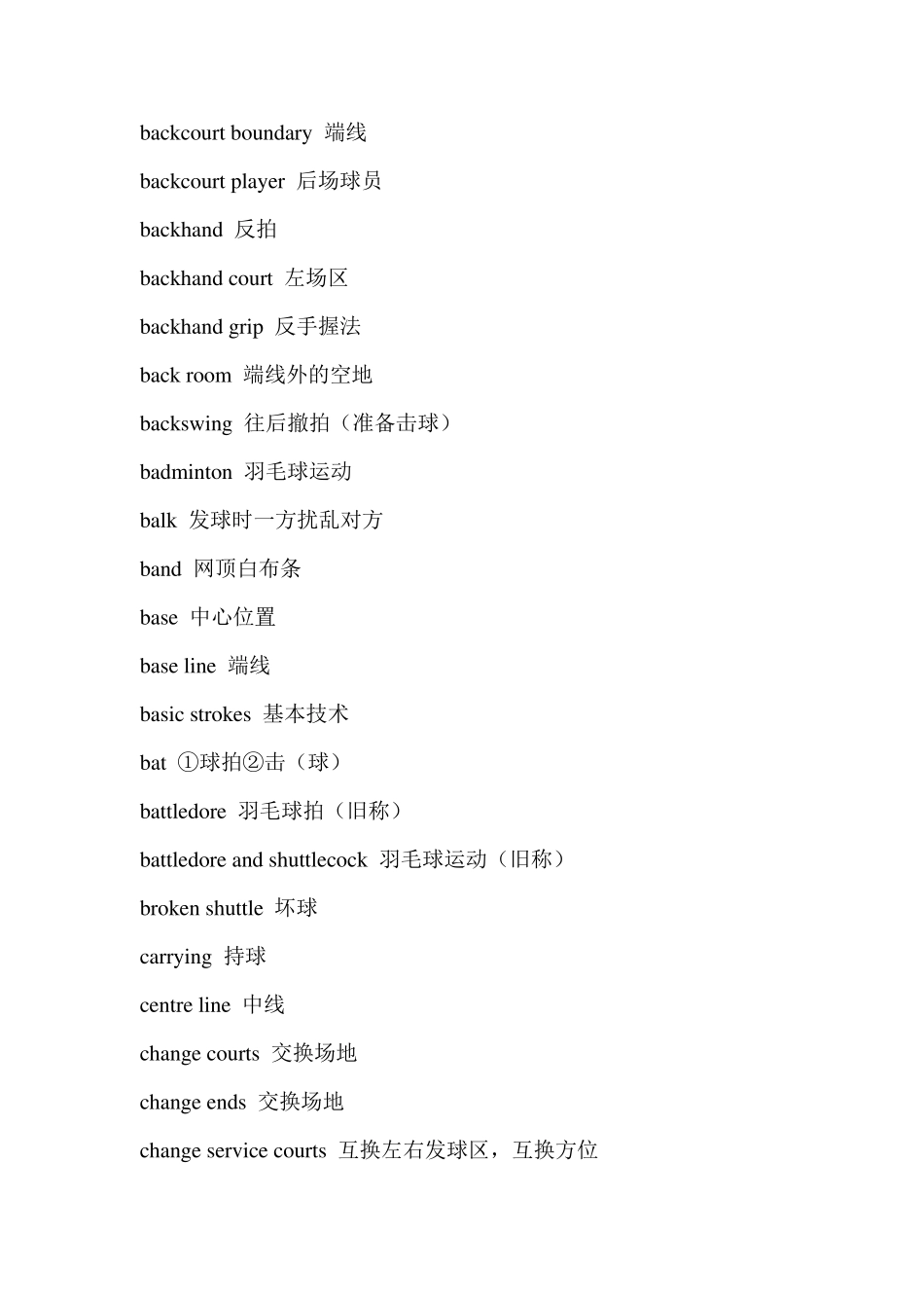 羽毛球运动常用英语词汇_第3页
