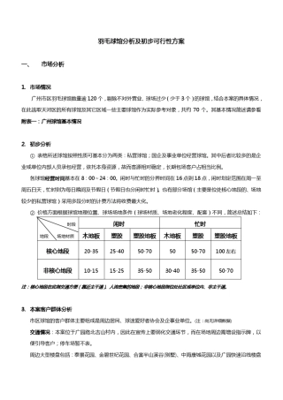 羽毛球馆分析及初步可行性方案