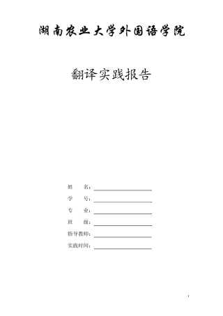 翻译实践报告