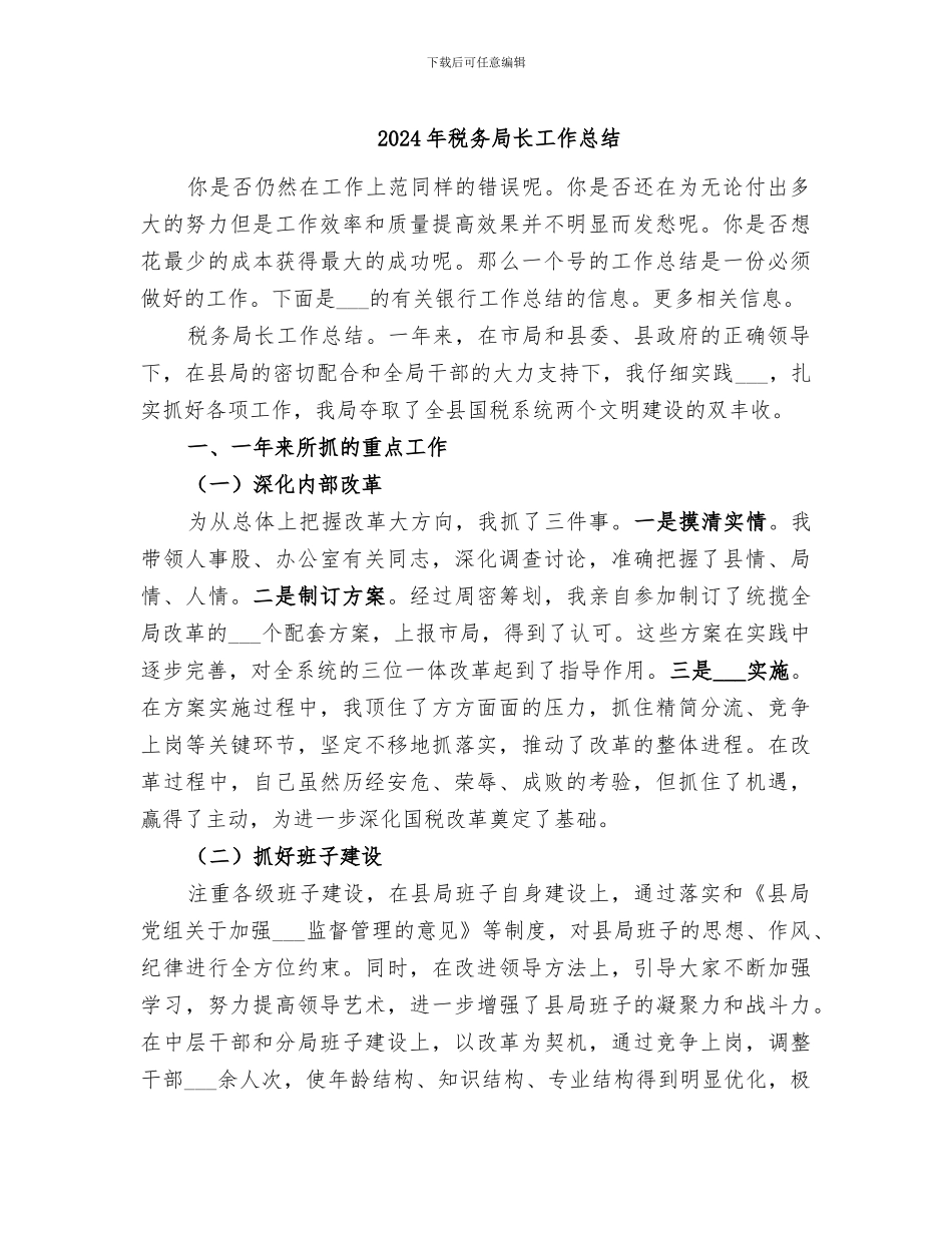 2024年税务局长工作总结_第1页