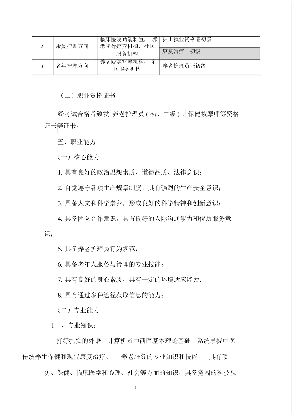 老年人服务与管理专业人才培养方案2017.4_第3页