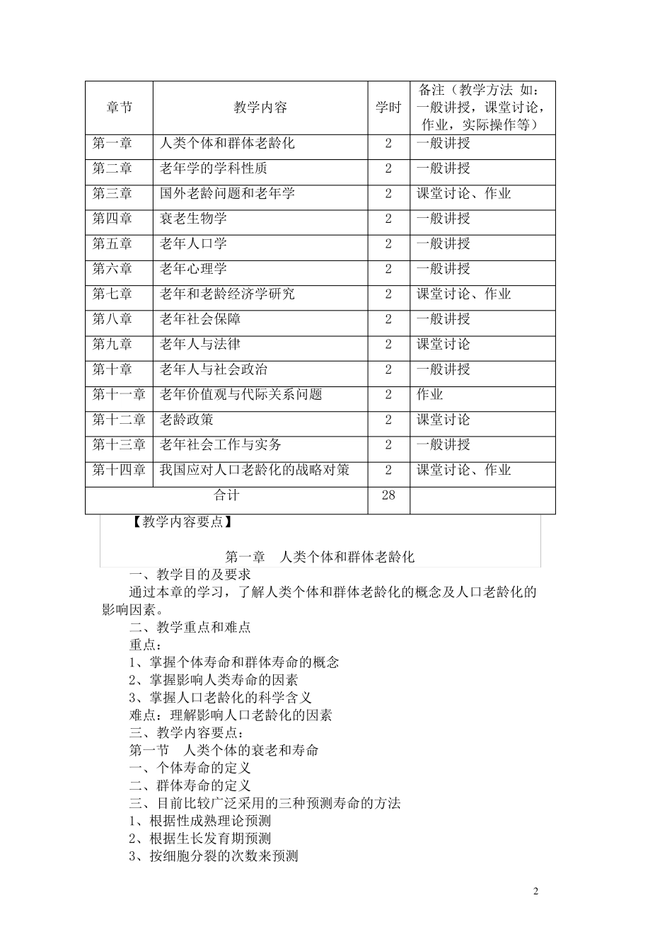 老年学概论教学大纲_第2页