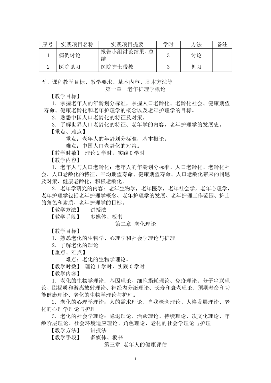 老年护理学教学大纲_第2页