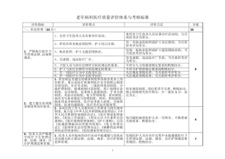 老年病科,医疗质量评价体系,考核标准